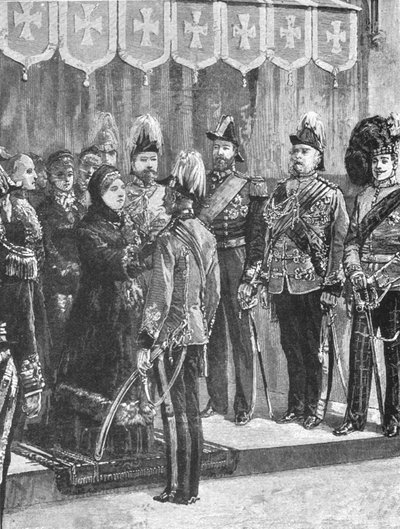 क्वीन विक्टोरिया सजाते अधिकारी ... विंडसर में, 8 दिसंबर, 1879, 1901। द्वारा अज्ञात