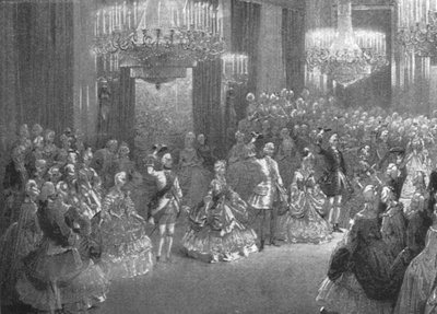 6 जनवरी, 1845, 1901 को बकिंघम पैलेस में क्वीन विक्टोरिया जॉर्जियाई कॉस्टयूम बॉल। द्वारा अज्ञात