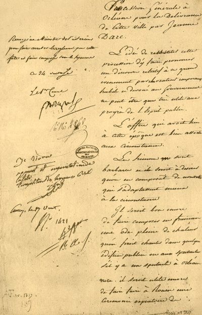 15 मार्च 1803, 1921 के जोन ऑफ आर्क के त्योहार पर आंतरिक मंत्री द्वारा रिपोर्ट। द्वारा अज्ञात
