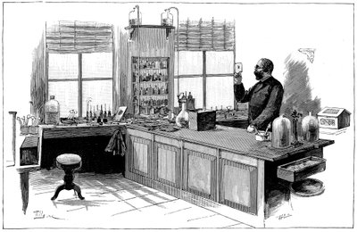 रॉबर्ट कोच 1843-1910, जर्मन जीवाणुविज्ञानी और चिकित्सक अपनी प्रयोगशाला में द्वारा अज्ञात