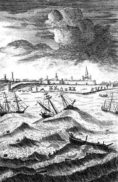रॉबिन्सन क्रूसो शिपव्रेक यारमाउथ, c1719 द्वारा अज्ञात