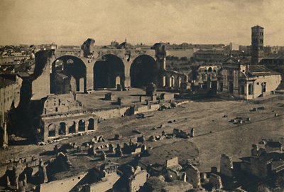 रोमा - रोमन फोरम - बेसिलिका ऑफ मैक्सेंटियस और चर्च ऑफ एस। फ्रांसेस्का रोमाना, 1910 द्वारा अज्ञात