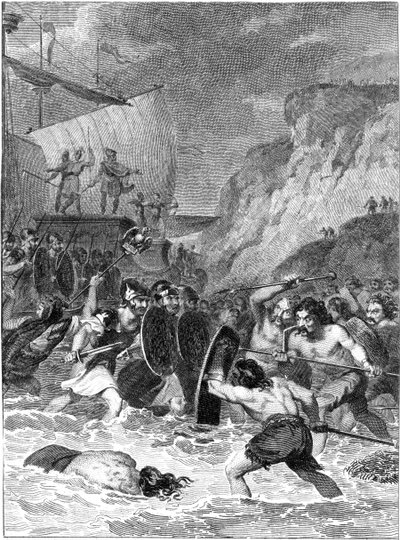 ब्रिटेन पर रोमन आक्रमण, 55-54 ईसा पूर्व c1820 द्वारा अज्ञात