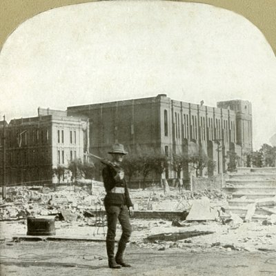 सेंट इग्नाटियस कैथोलिक चर्च के खंडहर, 1906। द्वारा अज्ञात