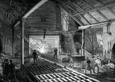 सूअरों में पिघला हुआ लोहा चलाना, c1880 द्वारा अज्ञात
