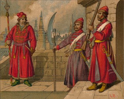 17 वीं शताब्दी के रूसी स्ट्रेलिट्ज़ी और तुर्की गार्ड - अधिकारी, प्रिविट्स, c19 वीं शताब्दी द्वारा अज्ञात