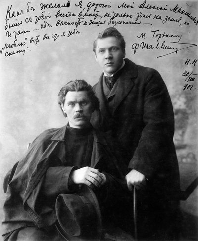 रूसी लेखक मैक्सिम गोर्की और गायक Feodor Chaliapin, 1901 द्वारा अज्ञात