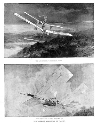 SP Langleys स्टीम से संचालित मॉडल प्लेन Aerodrome ऊपर और नीचे 1902 से देखा गया द्वारा अज्ञात