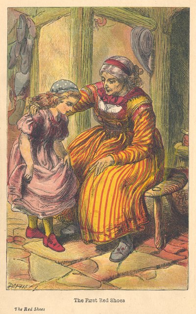 हंस क्रिश्चियन एंडरसन द्वारा द रेड शूज़ का दृश्य, c1879 द्वारा अज्ञात