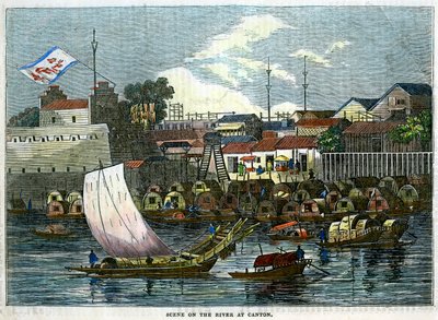 कैंटन, चीन में नदी पर दृश्य, c1840 द्वारा अज्ञात