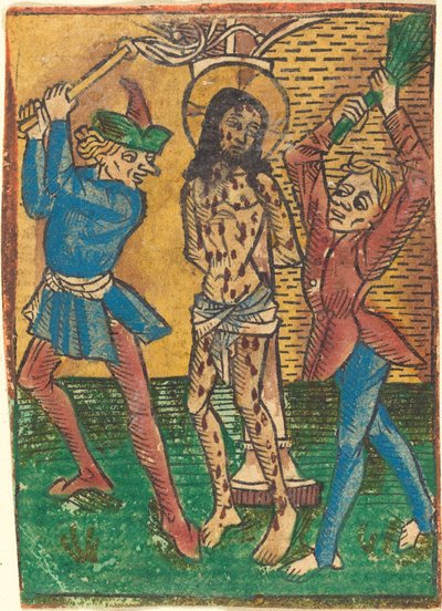 मसीह को कोड़े मारना, सी. 1490. द्वारा अज्ञात