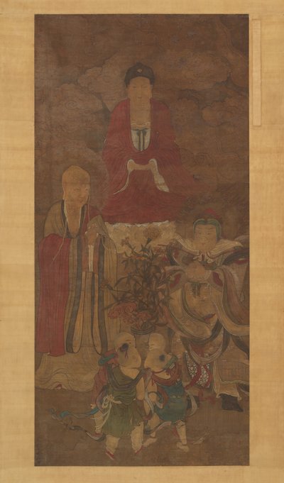 लूहान, स्वर्गीय राजा और लड़कों के साथ शाक्यमुनि, 17वीं सदी की शुरुआत में। द्वारा अज्ञात