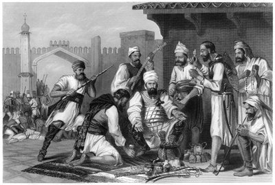 1857, c1860 के विद्रोहियों से ली गई लूट को विभाजित करने वाले सिख सैनिक द्वारा अज्ञात