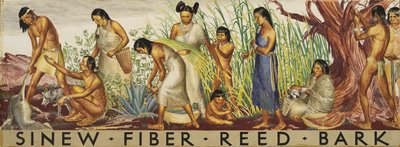 सिन्यू, फाइबर, रीड, बार्क म्यूरल स्टडी, सीए। 1933-1943. द्वारा अज्ञात