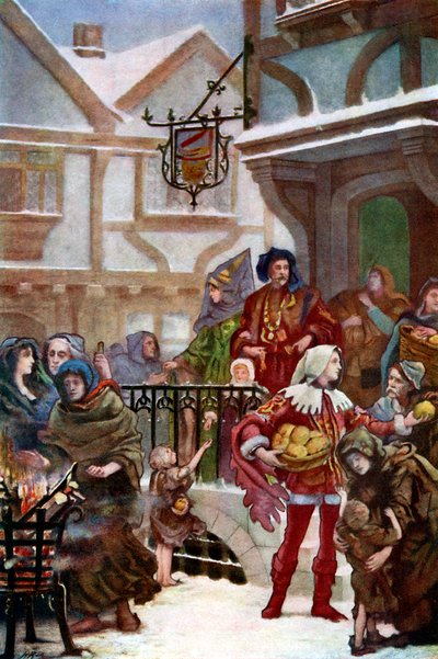 सर रिचर्ड व्हीटिंगटन ने दान वितरित किया, c1900 द्वारा अज्ञात