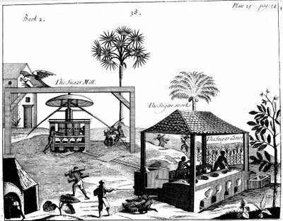 वेस्ट इंडीज, 1725 में एक चीनी बागान पर दास श्रम द्वारा अज्ञात