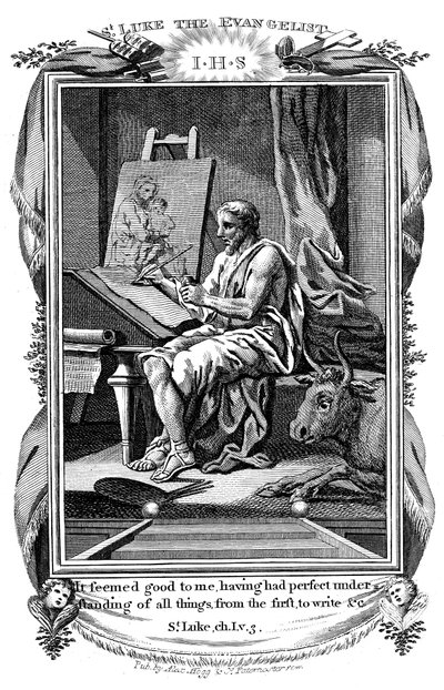सेंट ल्यूक द इंजीलनिस्ट ने अपने सुसमाचार को लिखा, c1808 द्वारा अज्ञात