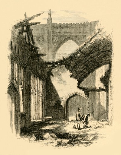सेंट स्टीफेंस चैपल। - आग के बाद आंतरिक, 1881। द्वारा अज्ञात