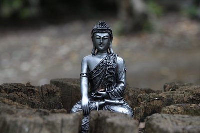 बुद्धपदीपा मंदिर, विंबलडन, ग्रांडे-ब्रेटगेन के बगीचे में मूर्ति द्वारा अज्ञात