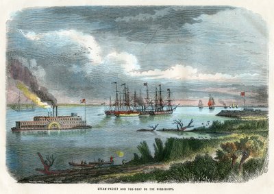 मिसीसिपी, यूएसए, c1875 पर स्टीम-पैकेट और टग-बोट द्वारा अज्ञात