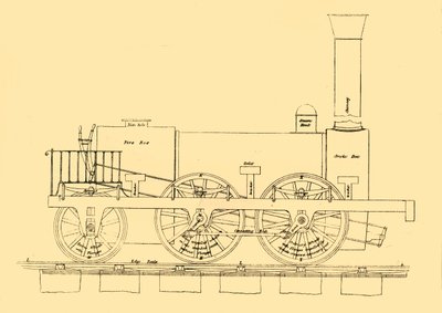 स्टीफंसन 1833 लोकोमोटिव, 1887। द्वारा अज्ञात