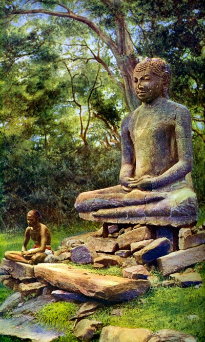 स्टोन बुद्ध, अनुराधपुरा, सीलोन के अतीत गौरव का एक अवशेष, c1924 द्वारा अज्ञात