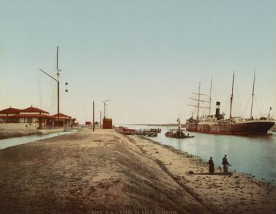 एल क्वांटारा में स्वेज नहर, c.1900 (रंग फोटोक्रोम) द्वारा अज्ञात