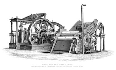 चीनी मिल और स्टीम इंजन, 1866 द्वारा अज्ञात