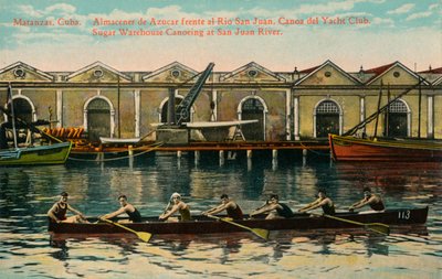 चीनी वेयरहाउस कैनोइंग, सैन जुआन नदी, मातनजस, क्यूबा, c1920s द्वारा अज्ञात