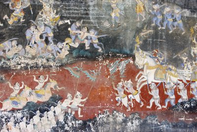 सिल्वर पैगोडा इस भित्ति चित्र में रीमकर के दृश्यों को दर्शाया गया है जो कि कंबोडियन या खमेर है, जो क्लासिक हिंदू कविता रामायण, नोम पेन्ह, कंबोडिया का संस्करण है। द्वारा अज्ञात