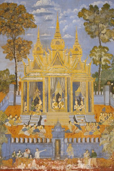 सिल्वर पैगोडा इस भित्ति चित्र में रेमकर के दृश्यों को दर्शाया गया है जो कि कंबोडियन या खमेर है, जो क्लासिक हिंदू कविता रामायण, नोम पेन्ह, कंबोडिया का संस्करण है। द्वारा अज्ञात