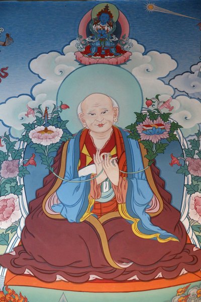 हजार बुद्धों का मंदिर दशांग काग्यू लिंग मण्डली चित्रकारी भिक्षु प्रार्थना, ला बाउले, फ्रांस द्वारा अज्ञात