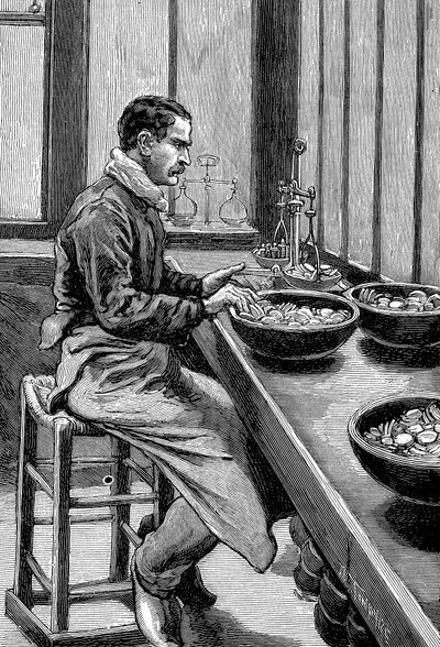 सोने के टुकड़ों के वजन का परीक्षण, पेरिस टकसाल, 1892 द्वारा अज्ञात