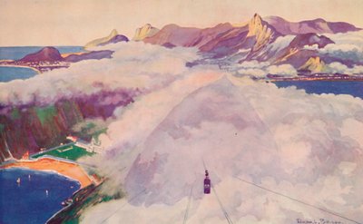 एरियल रोपवे कार, चीनी लोफ पर्वत, 1914 से उतरती है। द्वारा अज्ञात
