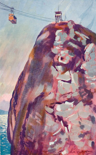 1914 के शुगर लोफ के शिखर सम्मेलन में पहुंचने वाली एरियल रोपवे कार द्वारा अज्ञात