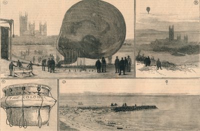 द अटेम्पटेड बलून वोयेज अक्रॉस द चैनल, 1882। द्वारा अज्ञात