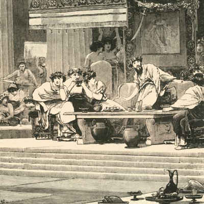 द बैंक्वेट ऑफ डैमोकल्स, 1890। द्वारा अज्ञात