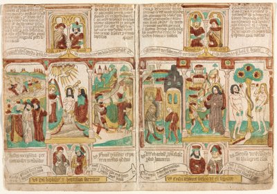 गरीब बब्लिया पाउपरम की बाइबिल, फिरौन सेना लाल सागर में डूब गई ..., 1450-1465। द्वारा अज्ञात