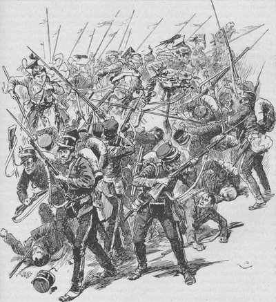 द चार्ज ऑफ़ द ऑस्ट्रियन लांसर्स, 1902 द्वारा अज्ञात