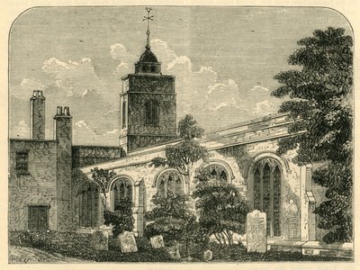 1750 में चर्च ऑफ अल्हेल्लो, बार्किंग, c1872। द्वारा अज्ञात