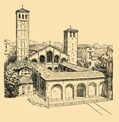 मिलान में सेंट एंब्रोज का चर्च, c1930। द्वारा अज्ञात