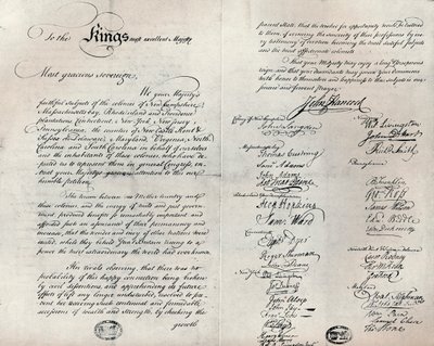 ऑलिव ब्रांच पिटीशन की फिट्ज़विलियम कॉपी, 1775 द्वारा अज्ञात