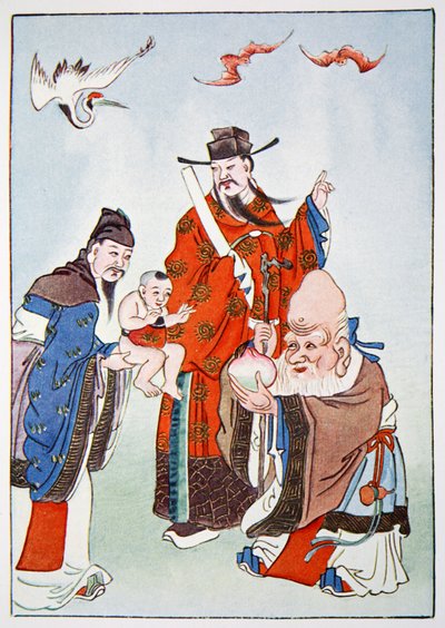 खुशी, कार्यालय और दीर्घायु के देवता, 1922 द्वारा अज्ञात