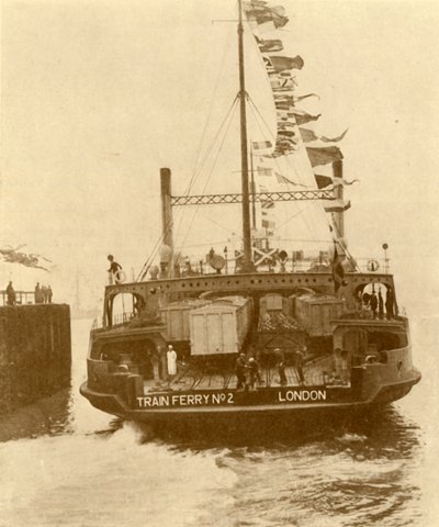 द हार्विक-जीब्रुज ट्रेन फेरी, c1930। द्वारा अज्ञात