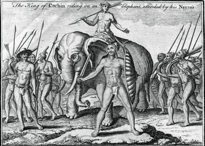 एक हाथी पर सवार कोचीन के राजा, उनके नायरोस, c1745 ने भाग लिया द्वारा अज्ञात