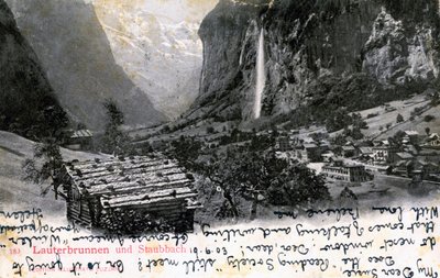 द लॉटरब्रुन्नन वैली, बर्नीस ओबेरलैंड, स्विट्जरलैंड, 1903 द्वारा अज्ञात
