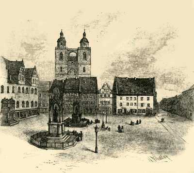 द मार्केट स्क्वायर, विटेनबर्ग, 1890। द्वारा अज्ञात