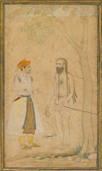 मुग़ल राजकुमार परवेज़ और एक पवित्र व्यक्ति, लगभग। 1610. द्वारा अज्ञात