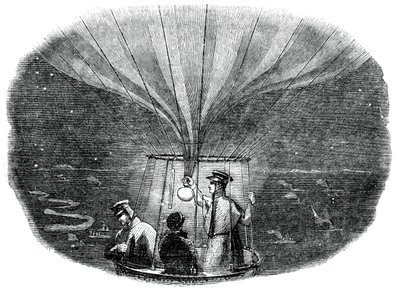 रात, 1836, 1886 में लीस के ऊपर से गुजरने वाला नासाउ गुब्बारा द्वारा अज्ञात