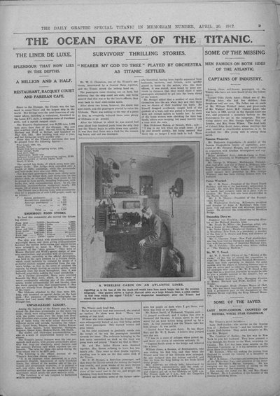 टाइटैनिक के महासागर कब्र, और एक वायरलेस ऑपरेटर की तस्वीर, 20 अप्रैल, 1912। द्वारा अज्ञात